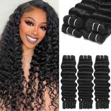 Burmese Curly Human Hair Bundles 18 20 22 Inch Burmese Deep Curly Bundles Unprocessed Burmese Raw Hair Accessories Real Unprocessed Brazilian Virgin Hair Weft With Spiral Curly End For Women High Quality Natural Looking Long Lasting Human Hair - Natural Black - 查看 1