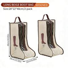 1个/2个/3个旅行鞋袋，靴子收纳袋，防尘踝靴保护袋带提手，便携式防水短靴，男女鞋履收纳整理袋（踝靴） - 米色 - 查看 15