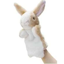 Marioneta de mano de conejito de Animal de peluche para niños, lindo conejo de peluche, marioneta de dedo suave, dibujos animados, bricolaje NR19 - Rojo - Ver 1