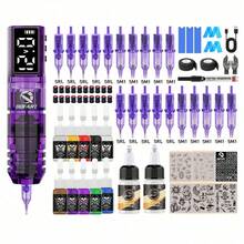 DQFART Complete Wireless Tattoo Machine Kit, All-In-One Tattoo Machine Set With 1600mAh Power, Digital Display, Tattoo Pen Kit, Suitable For Beginners, Includes Tattoo Needles, Tattoo Ink, Tattoo Stencils And Various Tattoo Supplies - Multicolor - View 11