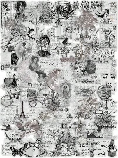 58张复古邮票剪贴画贴纸，复古邮政贴花，经典集邮用品，适用于剪贴簿、日记本、拼贴画、子弹笔记、卡片制作、信件信封、计划本、笔记本电脑、行李箱、DIY工艺品