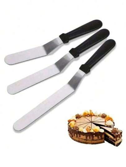 1/4pcs Baking Tool - Stainless Steel Cream Spatula - 6/8/10in Flat Scraper For Baking Cake, Decorating And Smoothing Cream