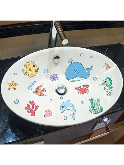 Naklejki samoprzylepne z motywem kreskówkowym, wodoodporne, odporne na pleśń, zdejmowane, do łazienki, toalety, płytek, szklanej dekoracji ściennej