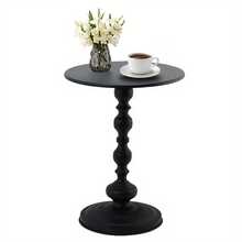 1pc Mesa Lateral para Sofá Pequeña Crema Viento Sala de Estar Creativa Mesa de Café Moderna Sencilla Balcón Pequeño Redondo de Hierro (Ancho de la mesa 40cm) - Negro - Ver 1