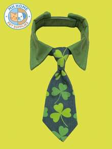 一件式爱尔兰节日宠物猫咪套装领巾，猫咪蝴蝶结领带，三叶草绿色领带，狗狗配饰，圣帕特里克节猫咪项圈，三叶草宠物配饰，绿色宠物头巾，节日宠物服装，带蝴蝶结的狗狗围巾，节日宠物项圈，派对猫咪蝴蝶结 - 彩色 - 查看 16