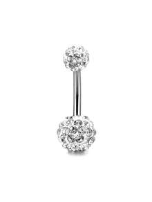Anillo de piercing de ombligo de plata de ley 925 con bola de diamante de moda - uña del ombligo - Ver 7
