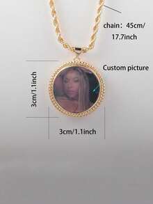 Customized Personalized Round Patterned Colored Photo Necklace Mother's Day Gift Valentine's Day Gift Birthday Anniversary Gift To Send Friends For Anniversaries, For Valentine's Day, For Mother's Day, For Birthdays, For Graduation, For Daily Wear, For Weddings, For Prom, For Father's Day, For Party - Multicolor - View 4