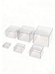 6pcs/Set White Square Pentagonal Desktop Storage Rack - Acrylic Display Box, Cubic Display Jewelry Nested Stand With Hollow Bottom Dual-Use Storage And Display Box, Desktop Storage Rack | Storage Box; For Party, Wedding And Other Holiday Dessert Cake Display And Storage, Used To Display Jewelry, Cakes, Donuts And Other Items On The Tabletop - Multicolor - View 13
