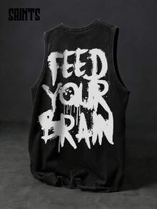 Áo tank top không tay kiểu vintage Mỹ, họa tiết graffiti, phong cách đường phố. - màu đen - Xem 2