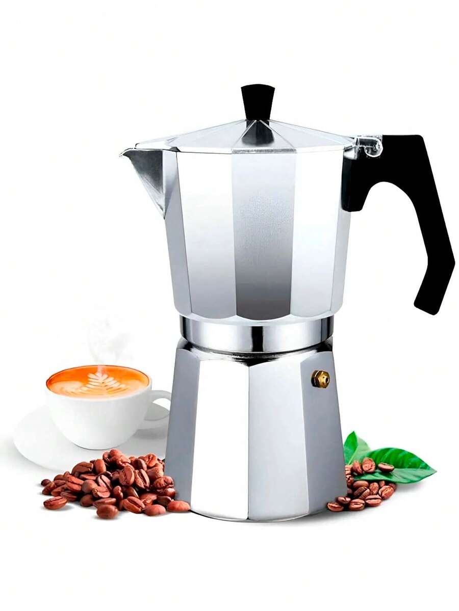Cafetera Italiana Manual de Aluminio 6 Tazas Café Expresso 300ml - Plateado - Ver 1