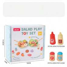 Wooden Realistic Vegetable Salad Pretend Play Kitchen Toys, Children Role Play Imitate Little Chef Cooking Simulation - Multicolor - View 7