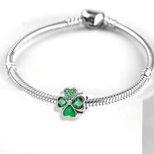 1pc Fashionable Four-Leaf Clover Beaded Pendant Accessory, Suitable For Women's Bracelet, Bangle DIY Jewelry Making And Daily Outfit Matching, An Ideal Accessory For Girls - Good Luck Four Leaf Clover - View 7
