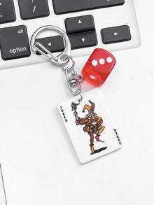Creative Playing Card & Dice Keychain - Party Souvenir, Unique Friend Gift, Promotional Giveaway Item #Party Essential# #Funny Gift# #Business Gift# #Buddy Gift# #Metal Keyring# #Playing Card & Dice Design# #Event Memento# #Creative Accessory# #Unique Surprise# #Party Memories# - Multicolor - View 6