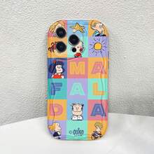 Mafalda y sus amigos, personajes de dibujos animados diseñados por Quino. Esta elegante funda es compatible con iPhone 17, 16, 15, 14 Pro Max, 13, 12, 11, XR y XS Plus. Fabricada en TPU flexible, resistente a golpes y arañazos, ofrece una excelente protección contra caídas y un agarre cómodo. Es un regalo ideal para familiares, amigos y seres queridos, y una opción perfecta para festivales. - transparente - Ver 2