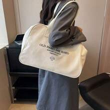 Fashionable Canvas Travel Bag, Large Capacity Handbag, Sports Luggage Bag, Lightweight Sports Bag, Short Trip Storage Bag, Women's Bag, Suitable For Weekend Travel, Holiday, Daily Use, Unisex, Valentine's Day Gift - Multicolor - View 2