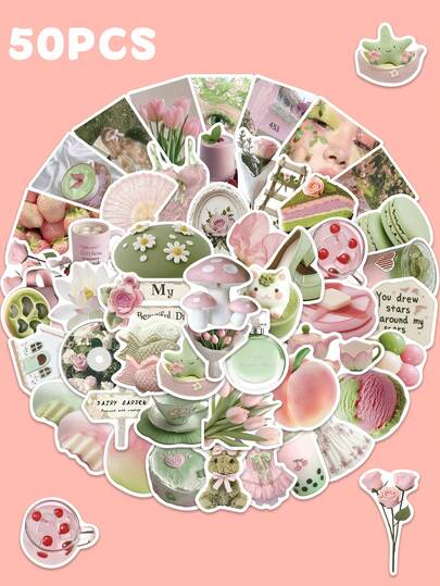 50 piezas Pegatinas de moda Sueño de verano, pegatinas estéticas coloridas adecuadas para fundas de teléfonos, portátiles, refrigeradores, armarios, carteras, mochilas, sobres, revistas, etc. Impresión de PVC de alta definición, no desprendible, regalo decorativo DIY