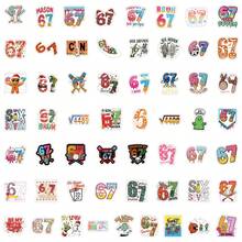 110张67号图案豪华贴纸套装 | 高品质贴纸 | 多场景适用：兼容电脑、笔记本电脑、平板电脑、滑板、行李箱、吉他、头盔、保温杯、日记拼贴、礼品包装贴纸、艺术和手工艺品 - 隨機風格 - 查看 4