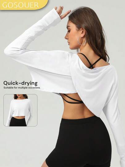 Women's Scoop Neck Criss-Cross Back Yoga Workout Top, Loose Fit Short Sleeve Shirt