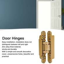 Bisagra Metálico Oculta Para Puerta Ajustable 3d 180° Oro - C - Ver 3