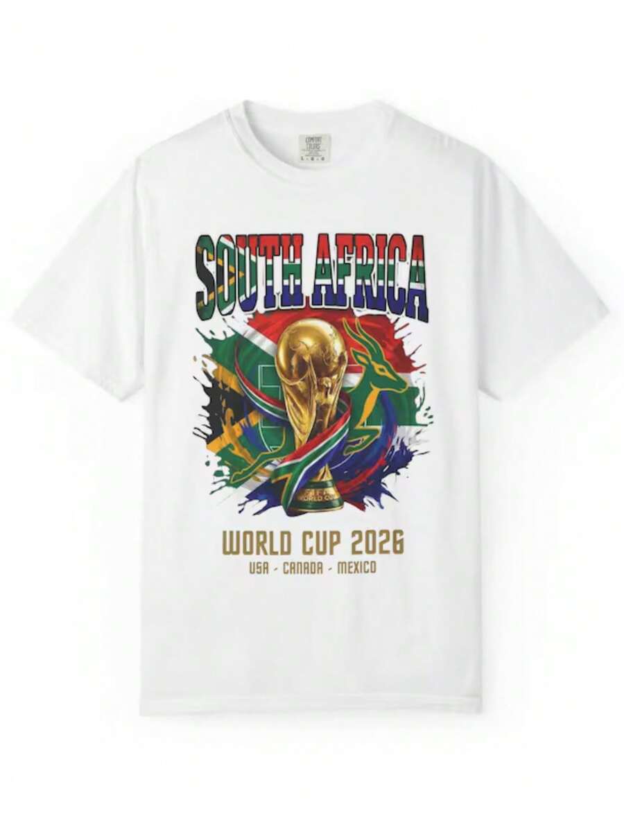 South Africa World Cup 2026 T Shirt Colors, Soccer Fan Tee, Football Shirt Unisex Gift For COUPLE - 白色 - 查看 1