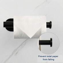 1pc Stainless Steel Self-Adhesive Toilet Paper Holder, Paper Towel Rack, Bathroom Accessories, Kitchen Towel Rack, Wall Mounted, No Drilling Required, Round/Square Base - Multicolor - View 7