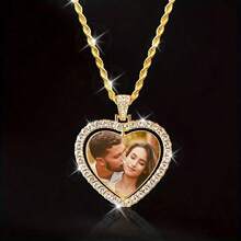 A Special Photo Pendant Necklace, Personalized Picture Chain, Made Of Zinc Alloy Material, With A Golden Tone, Unique Gifts For Parents, Spouses, Boyfriends, And Girlfriends, Father's Day Gifts - 彩色 - 查看 8