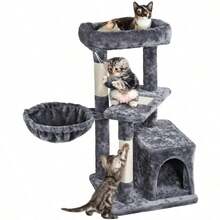 Cat Tree, 34In Cat Tower, Multi-Level Cat Condo with Extra Scratch Boards and Si - Gris - Ver 11