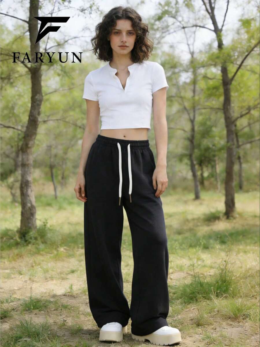 休闲柔软舒适户外长裤,秋季百搭黑色 - 黑色 - 查看 1