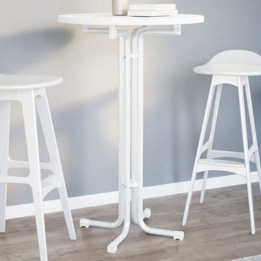 Home Table Dining Table White ?70x110 Cm Engineered Wood And Steel - White - View 1