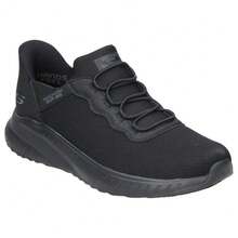 SKECHERS | Skechers Men's Work: Squad Chaos SR Stivig Slip-In Shoes, Black With Elastic Laces – Non-Slip Sole – Air-Cooled Memory Foam – Machine Washable – Electrical Hazard Protection – Model 200254EC-BLK - Black - View 2