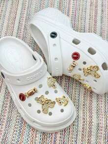 Chinelo Sapato CROCO de salto alto com aleatoriamente pingente - Macio e Confortável - Branco - Visão 2