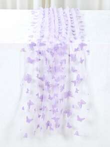 1Pc Purple Butterfly Table Runner,Gauze Gauze Polyester Double-Sided Table Cover,75*180cm Tablecloth,DIY Crafts,Butterfly Party Supplies,Gender Reveal Party Decor,Wedding Decor,1st Birthday Decorations,Baby Shower Supplies,Baby Party Supplies,Holiday Party Supplies,Table Decoration,Tabletop Decor - Purple Butterfly - View 10