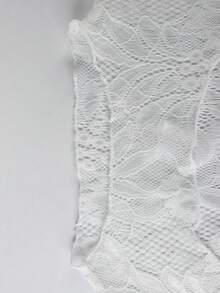Women's Lace Waist Tie Top, White Top, Puerto Rico Vacation Summer - White - View 4