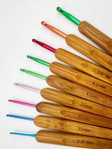 Carbonized Bamboo Handle Colorful Aluminum Crochet Hook Set, Ergonomic Smooth Knitting Needles, For Adult DIY Craft Enthusiasts, 9 Sizes 2.0-6.0mm Full Set, Vintage Popular Handmade Tools, For Sweaters, Socks, Dolls Knitting - Carbonized Colored Head Crochet Hook - View 6