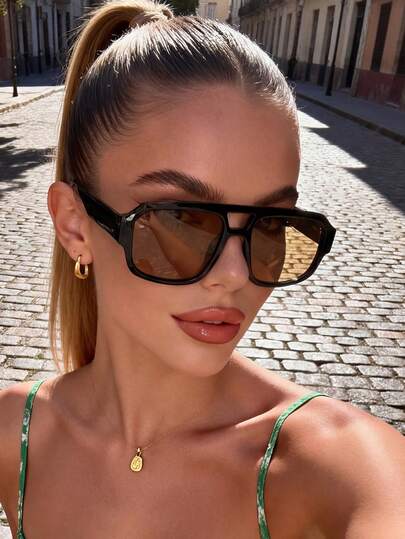 1 Paar unisex braune Vollrand Retro Brillen, geeignet als Urlaubsgeschenk, Straßenmode, Tropenurlaub, Ausflüge, Dates und andere Anlässe, Modeaccessoire, auch passend für Rückkehr zur Schule, Uni und Campus Styles