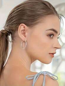 BMOR 6Pairs Punk Hoop Earrings Set Big Circle Earrings Jewelry For Women Girls Steampunk Ear Clip Punk Style Earring Ear Ring - Silver - View 7