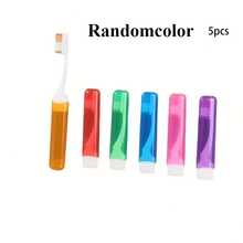 5pcs Foldable Toothbrushes With Toothbrush Case, Portable Travel Toothbrush Set, Suitable For Outdoor Travel, Camping, Holiday Gifts - Multicolor - View 10