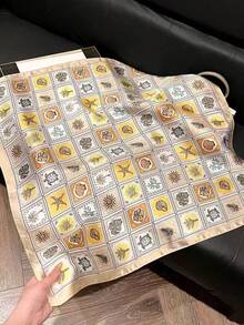 1pc Women Printed Scarf, Fashion Faux Silk Neckerchief Lightweight Elegant Square Scarf For Dress - Multicolor - View 3