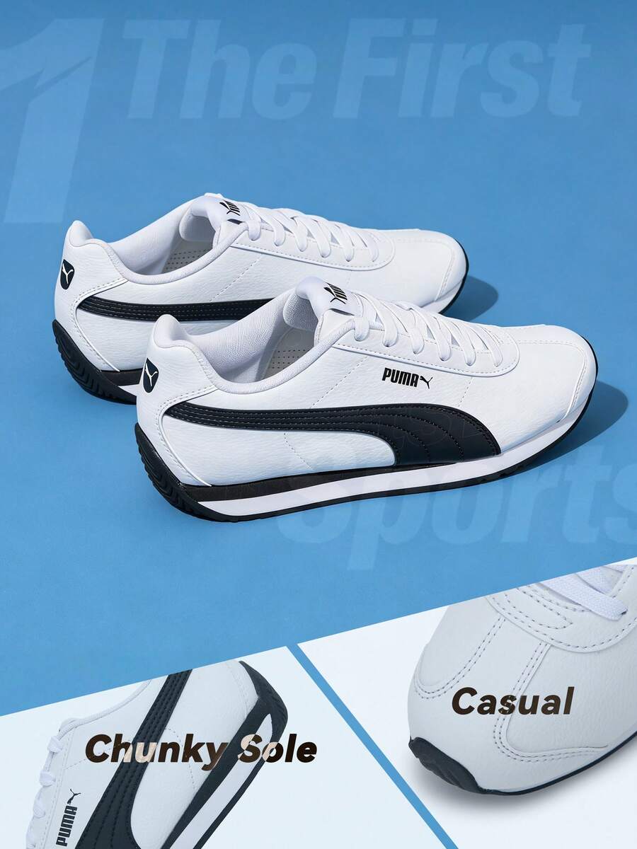 Puma Zapatos casuales Turin 3, zapatillas retro de caña baja para hombres y mujeres, 383037-06 zapatos deportivos y de ocio para exteriores - Puma Blanco-Negro - Ver 1