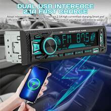 Car Audio Car Stereo System, 12V Car FM/AM Radio LCD VA Screen Car MP3 Player,  Single Din Wireless Multimedia Car Stereo Radio With Hands-Free, Dual USB, Voice Assistant & App Control, Supports MP3/WMA/FLAC/APE - Một kích cỡ phù hợp cho tất cả - Xem 2