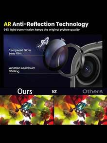 9H钢化玻璃相机镜头保护膜，兼容 15 Pro/15 Pro Max/17/17 Pro/17 Pro Max/17 Air，金属单环设计，兼容 15 Pro Max 6.7英寸/15 Pro 6.1英寸（2023款）。 - 黑色 - 查看 2