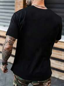 White Or  Tee Wild West Cowboy Bull Skull Graphic Regular Fit Brown T-Shirt For Men - 黑色 - 查看 2