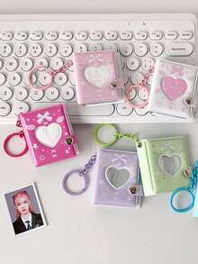 (With Pendant) Korean Style Bow Tie Photo Album, Student ID Card Holder, Cute Idol Mini Card Display Pendant - Mini Heart - View 1