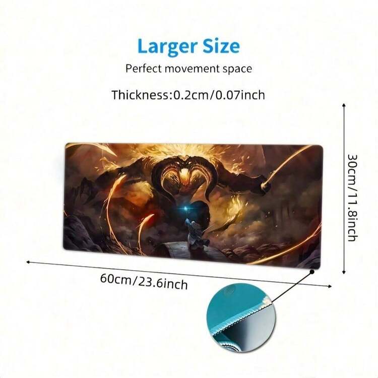 1个超大高清火焰恶魔鼠标垫，加长鼠标垫，桌面垫，缝边鼠标垫，防滑橡胶底座，键盘垫，游戏鼠标垫 - 鼠標墊 - 查看 3