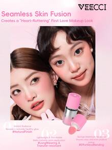 VEECCI 保湿腮红，水润质地，提亮肤色，持久妆效，集腮红、高光、修容于一体，适合新手使用 - C01 Milky Pink - 查看 4