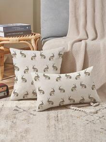 1/4/5/6/7pcs Easter Decoration Set, Rabbit, Easter Bunny, Easter Eggs, Happy Easter, Home Decor Set, Living Room Decor, Bedroom Decor, Dining Room Decor, Faux Linen Material, Multiple Sizes Available, Dining Table Decor, Fireplace Scarf, Placemats, Coasters, Home Accents - Multicolor - View 11