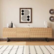 Modern TV Stand, TV Unit, TV Panel, Low TV Cabinet. Unique Design, 3D Texture. 180 X 38 X 51.5 Cm (L X W X H) - Natural Wood Color - View 2