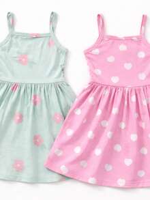 Set Of 2 Dresses For Girls, Flared, Printed, Strappy Style. - Multicolor - View 5