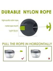 1pc Manual Food Processor Vegetable Chopper, Manual Food Chopper, Hand Pull String Vegetable Chopper, Portable Hand Pull String Garlic Mincer Onion Cutter For Veggies, Ginger, Fruits, Nuts, Herbs, Etc., - màu xanh lá - Xem 3