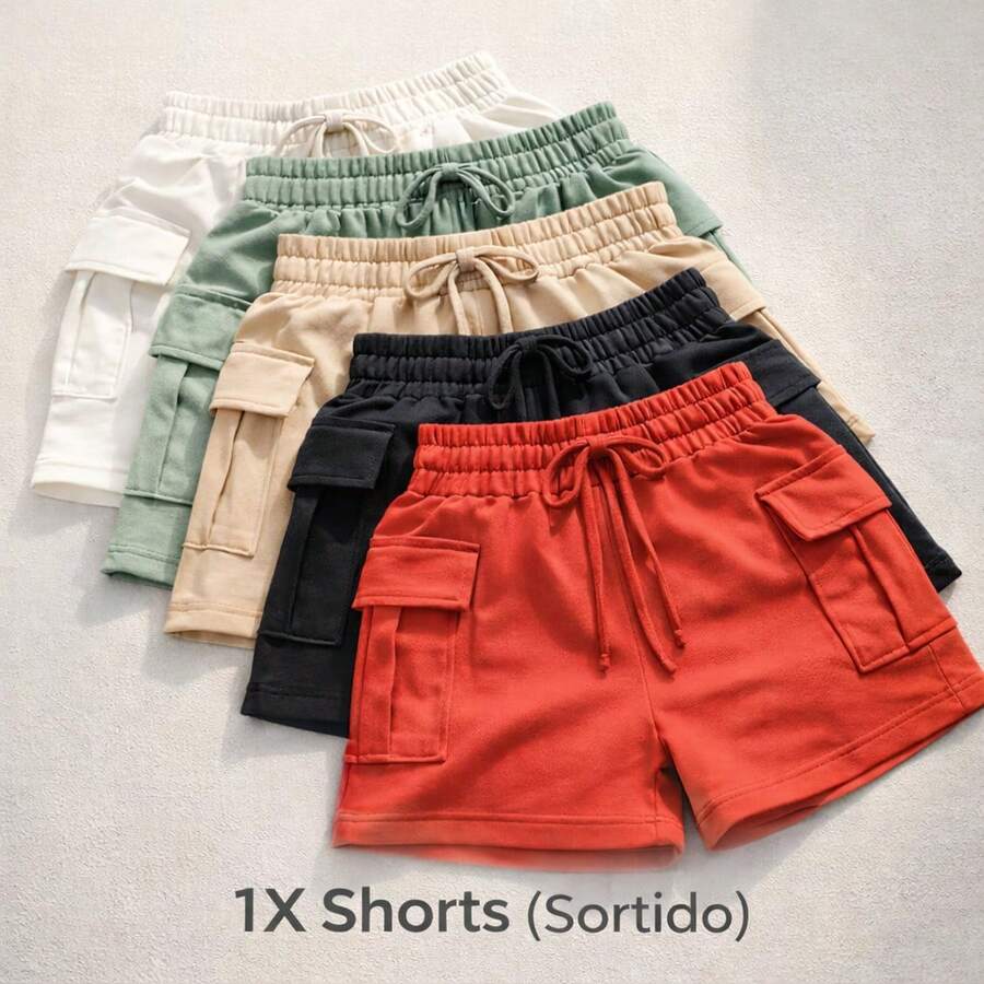 Kit Of 2 Cargo Shorts, Non-See-Through Fleece, Casual And Modern Fashion - IMMEDIATE SHIPPING - 1X(傾心) - 查看 1